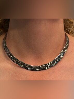 Taxco TS-102 .925 Sterling Silver Braided Torc/Torque/Choker Necklace